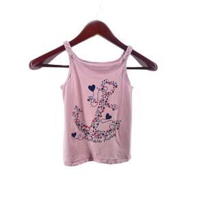Faded Glory Girls' Pink Anchor Graphic Braided Tank Top Youth Size 5